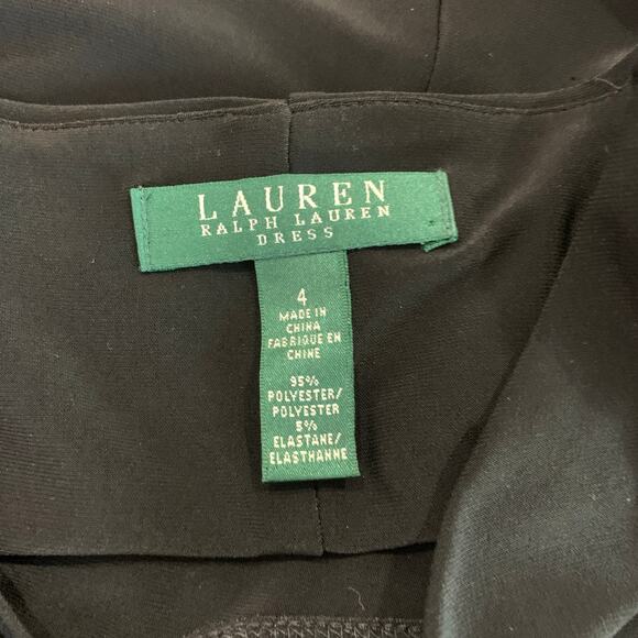 Lauren Ralph Lauren Dress 4 Cocktail Ruched Bow Timeless Old Money Capsue LBD - Picture 9 of 11